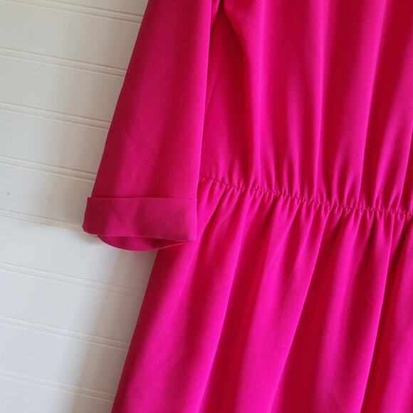 Everly Dress Womens Small Pink 3/4 Sleeve V Neck Elastic Waist Partly Lined USA - Picture 12 of 12